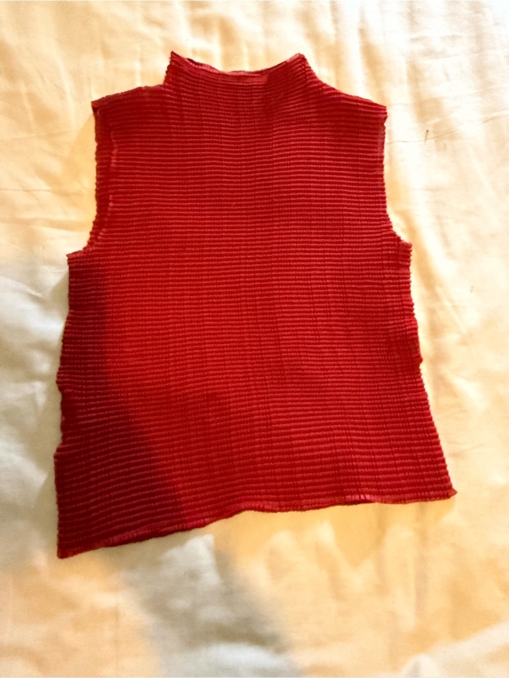 & Other Stories Ribbed Sleeveless Mock Neck Tank - Red